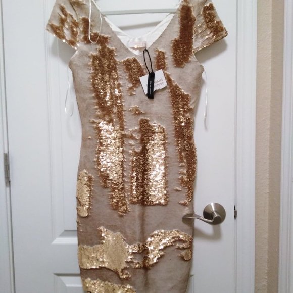 Portmans Dresses Portmans High End Gold Sequin Dress Size Poshmark